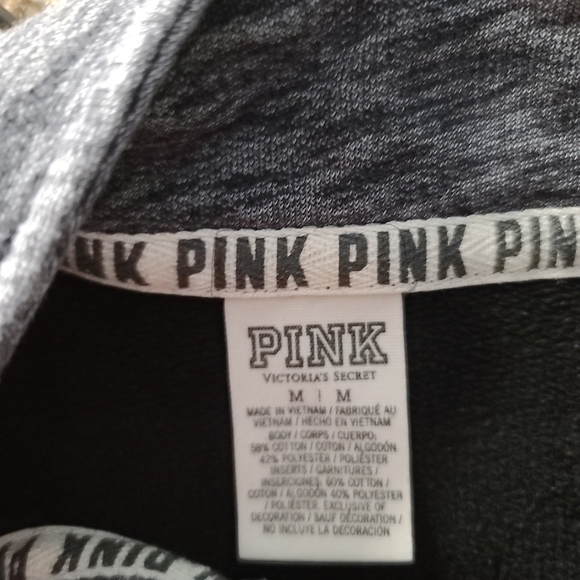 𝅺VS PINK Heathered Dark Grey Black Quarter-Zip Pullover Sweatshirt - Picture 2 of 4